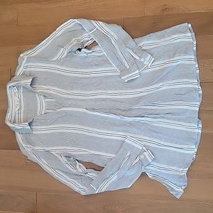 Caffe Marrakesh Rayon Long Sleeve Pleated Flowy‎ Top Gray White Small